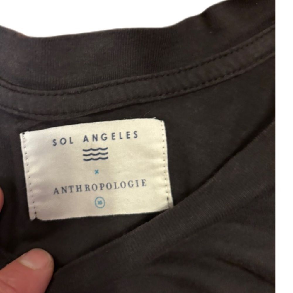 Anthropologie Sol Angeles Mita Swan Graphic Tee Black Cotton Made in USA EUC - Picture 9 of 11